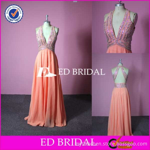 JA009 Real Sample Deep V Backless Heavy Beading Sexy Evening Dress Online Shopping